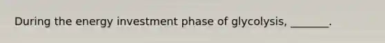 During the energy investment phase of glycolysis, _______.