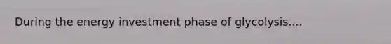 During the energy investment phase of glycolysis....