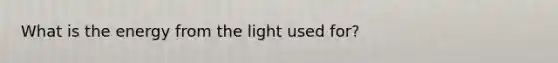 What is the energy from the light used for?