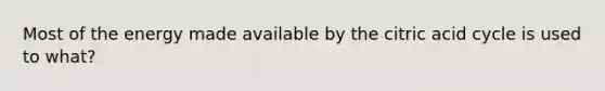 Most of the energy made available by the citric acid cycle is used to what?