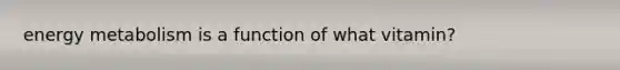 energy metabolism is a function of what vitamin?