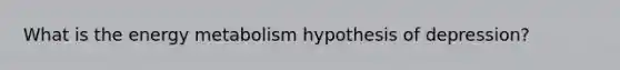 What is the energy metabolism hypothesis of depression?