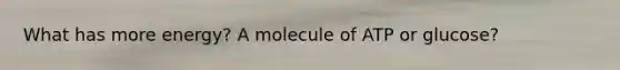 What has more energy? A molecule of ATP or glucose?