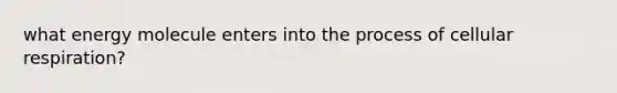 what energy molecule enters into the process of cellular respiration?