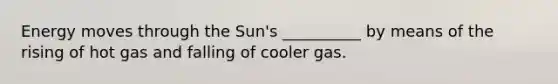 Energy moves through the Sun's __________ by means of the rising of hot gas and falling of cooler gas.