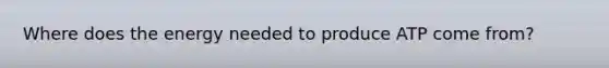 Where does the energy needed to produce ATP come from?