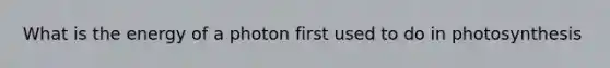 What is the energy of a photon first used to do in photosynthesis