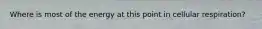 Where is most of the energy at this point in cellular respiration?