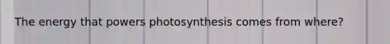 The energy that powers photosynthesis comes from where?