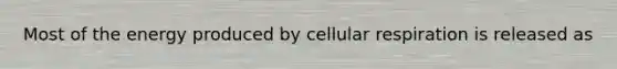 Most of the energy produced by cellular respiration is released as