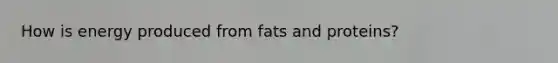 How is energy produced from fats and proteins?