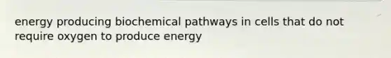 energy producing biochemical pathways in cells that do not require oxygen to produce energy