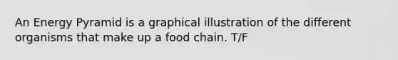 An Energy Pyramid is a graphical illustration of the different organisms that make up a food chain. T/F