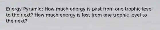 Energy Pyramid: How much energy is past from one trophic level to the next? How much energy is lost from one trophic level to the next?