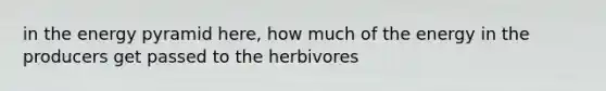 in the energy pyramid here, how much of the energy in the producers get passed to the herbivores