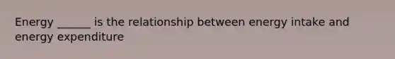 Energy ______ is the relationship between energy intake and energy expenditure