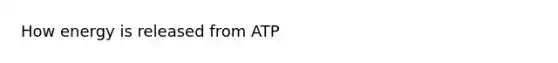 How energy is released from ATP