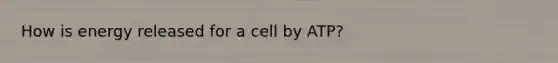 How is energy released for a cell by ATP?