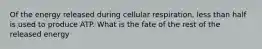 Of the energy released during cellular respiration, less than half is used to produce ATP. What is the fate of the rest of the released energy