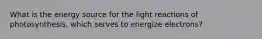 What is the energy source for the light reactions of photosynthesis, which serves to energize electrons?