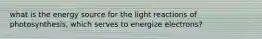 what is the energy source for the light reactions of photosynthesis, which serves to energize electrons?