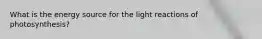 What is the energy source for the light reactions of photosynthesis?