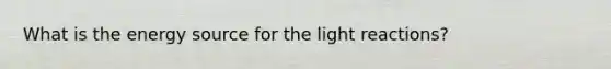 What is the energy source for the light reactions?