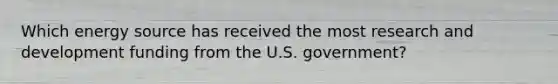 Which energy source has received the most research and development funding from the U.S. government?