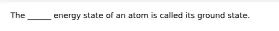 The ______ energy state of an atom is called its ground state.