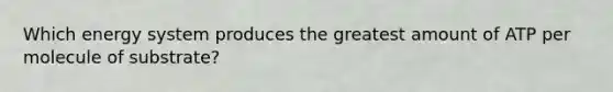 Which energy system produces the greatest amount of ATP per molecule of substrate?