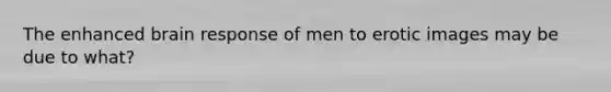 The enhanced brain response of men to erotic images may be due to what?