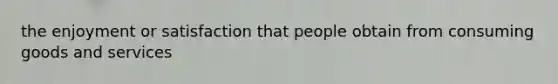 the enjoyment or satisfaction that people obtain from consuming goods and services