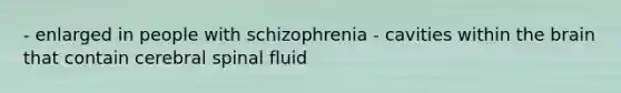 - enlarged in people with schizophrenia - cavities within the brain that contain cerebral spinal fluid