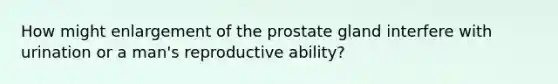 How might enlargement of the prostate gland interfere with urination or a man's reproductive ability?