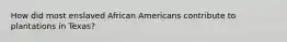 How did most enslaved African Americans contribute to plantations in Texas?