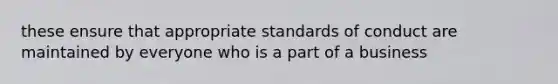 these ensure that appropriate standards of conduct are maintained by everyone who is a part of a business