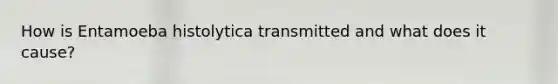 How is Entamoeba histolytica transmitted and what does it cause?