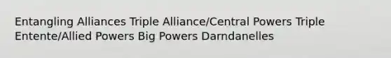 Entangling Alliances Triple Alliance/Central Powers Triple Entente/Allied Powers Big Powers Darndanelles