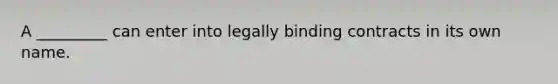 A _________ can enter into legally binding contracts in its own name.