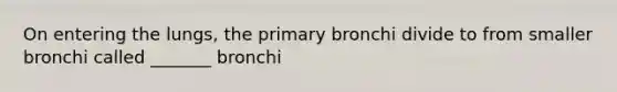 On entering the lungs, the primary bronchi divide to from smaller bronchi called _______ bronchi