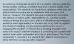 An entering third-grade student with a specific learning disability demonstrates reading comprehension that is below grade-level expectations. The student can read aloud narrative texts that are aligned with second-grade expectations with accuracy and fluency; however, the student does not consistently remember key details or events after reading the texts. In keeping with evidence-based best practices, which of the following strategies would be most appropriate for the teacher to try first to support the student's reading comprehension with literary texts? 1. engaging the student in repeated oral reading of grade level texts with explicit teacher feedback 2. providing the student with explicit instruction and guided practice in grade level, Tier Three vocabulary 3. providing the student with explicit instruction in story elements using a graphic organizer