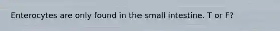 Enterocytes are only found in the small intestine. T or F?