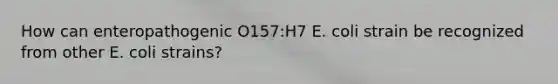 How can enteropathogenic O157:H7 E. coli strain be recognized from other E. coli strains?