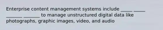 Enterprise content management systems include _____ _____ _______ _______ to manage unstructured digital data like photographs, graphic images, video, and audio