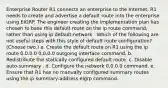 Enterprise Router R1 connects an enterprise to the Internet. R1 needs to create and advertise a default route into the enterprise using EIGRP. The engineer creating the implementation plan has chosen to base this default route on the ip route command, rather than using ip default-network . Which of the following are not useful steps with this style of default route configuration? (Choose two.) a. Create the default route on R1 using the ip route 0.0.0.0 0.0.0.0 outgoing interface command. b. Redistribute the statically configured default route. c. Disable auto-summary . d. Configure the network 0.0.0.0 command. e. Ensure that R1 has no manually configured summary routes using the ip summary-address eigrp command.