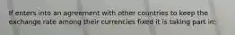 If enters into an agreement with other countries to keep the exchange rate among their currencies fixed it is taking part​ in: