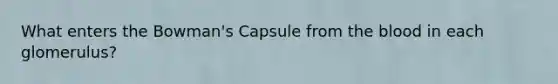 What enters the Bowman's Capsule from the blood in each glomerulus?