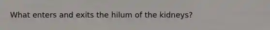 What enters and exits the hilum of the kidneys?