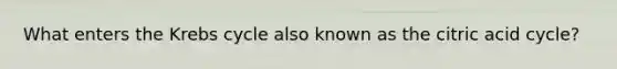 What enters the Krebs cycle also known as the citric acid cycle?