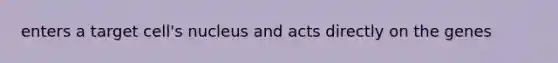 enters a target cell's nucleus and acts directly on the genes